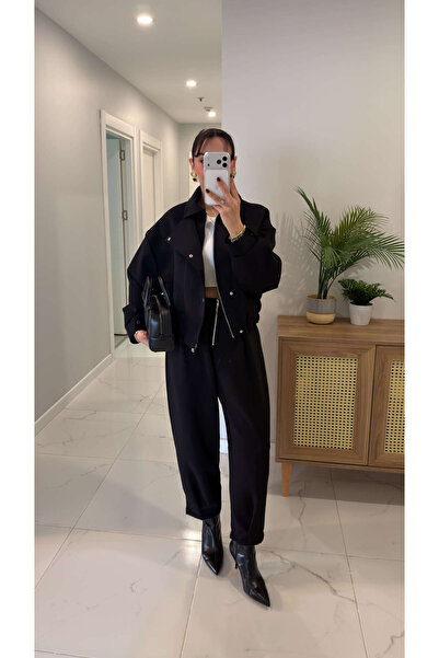 BİRCANÇİL Barito Black Bomber Jacket Pants Set