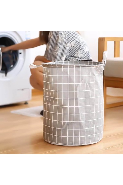 Thirty Three Design Foldable storage basket, 100% Cotton, with handles, cylin...