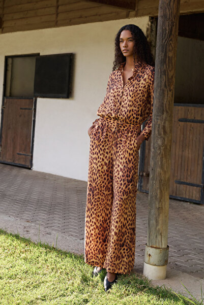 Dahlia Bianca Elena Leopard Patterned Trousers