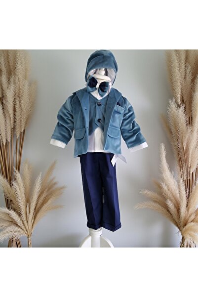 Inovius Costum Pentru Botez, Micul Aristocrat, 5 piese, Turcoaz - Gabb4 - Mar...