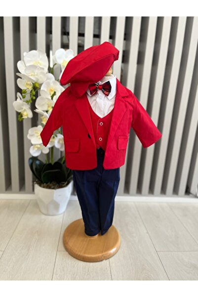 Inovius Βαμβάκι βαπτιστικό κοστούμι 5 τεμαχίων, κόκκινο - DPH367 - Μέγεθος: 9...