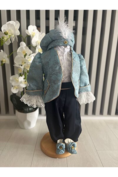 Inovius Christening suit, printed, blue-gray - DPH339 - Size: 6-9 months