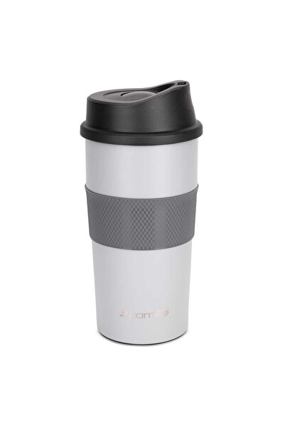 Kamille Stainless steel thermos mug, non-slip, gray/black, 480 ml, leak-proof