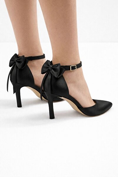 CRAFT MODA Pantofi de damă stiletto cu toc subțire, cu curea la gleznă și fundă