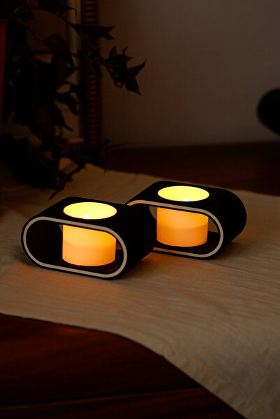 Alwen ASYA | Dekoratif Led Tealight Mumluk | Masaüstü Aydınlatma | 2'li Set |...