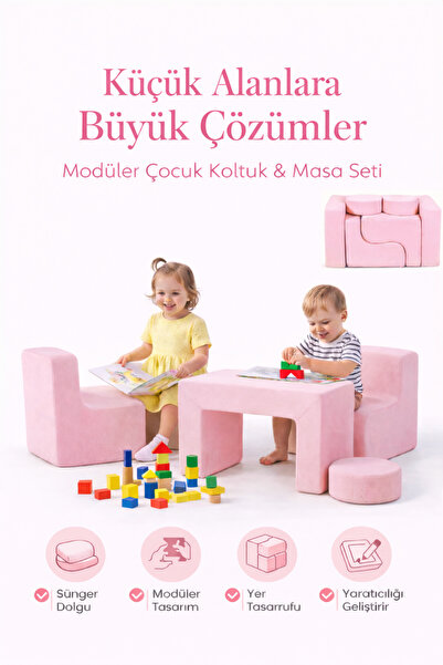 SABY Modüler Çocuk Çalışma, Oyun Ve Etkinlik Masa Sandalye Takımı