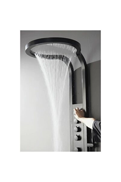 Olivy Panou de duș rotund cu LED negru