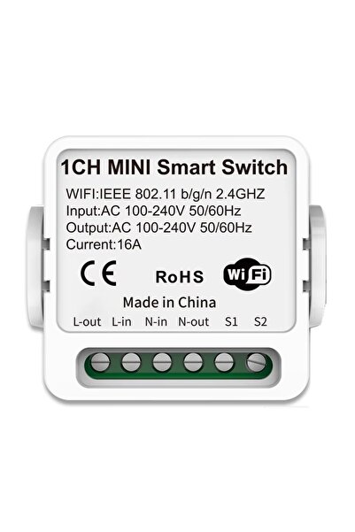 bilteknik Tuya 1CH Wifi Tekli Akıllı Anahtar Rölesi 16A