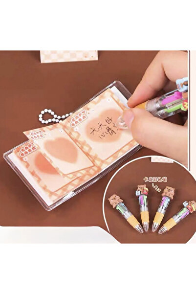 1way Pocket notebook decorated with hearts + cartoon character pen