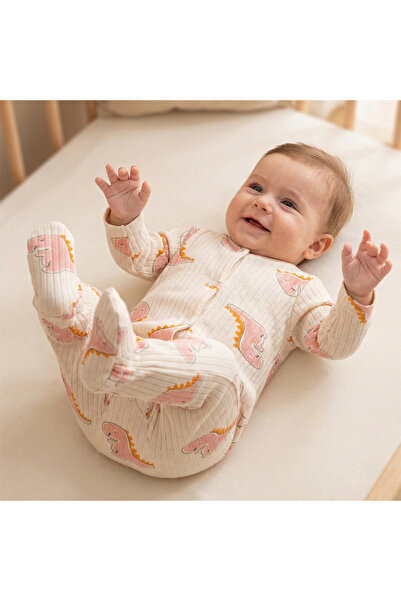 Süpermini Dino Baskı Erkek Bebek Tulum – %100 Pamuk, Yumuşak ve Konforlu 1-3 ...