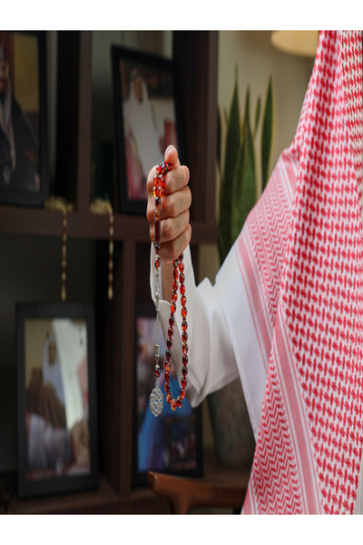 lubab Sheer mixed oud-colored bakelite rosary | Metal tassel