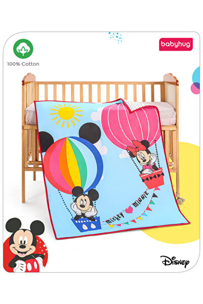 Babyhug Disney لحاف فاخر، بنقشة ميكي وميني ماوس، قطن ناعم، مريح لجميع الفصول،...