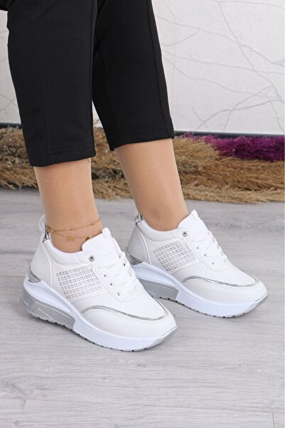 LEYDİ SHOES ALİSA BEYAZ FİLE DETAYLI SPOR
