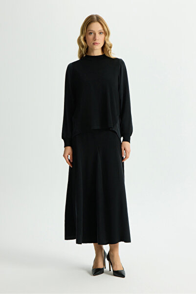 MISS DALIDA Uzun Kollu Cupro Tunik Siyah