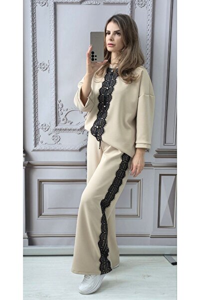 MAXORA SHOP Women's set with trousers and blouse decorated with Lace and eleg...