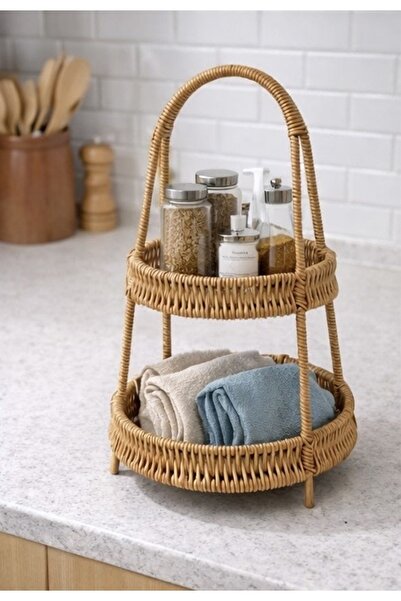 KELEN DEKORASYON SENTETIK HASIR 2 KATLI YUVARLAK SUNUMLUK 45CM