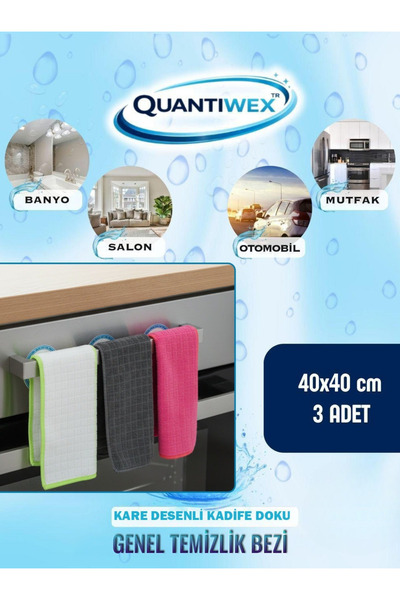 Quantiwex 40x40 3’lü Mikrofiber Cam Bez – İz Bırakmayan Sihirli Temizlik & Ot...