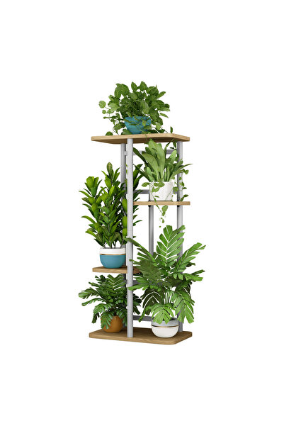 DFG Suport pentru flori din metal alb DTD Sonoma Oak Ledor 36x23.5x74 cm