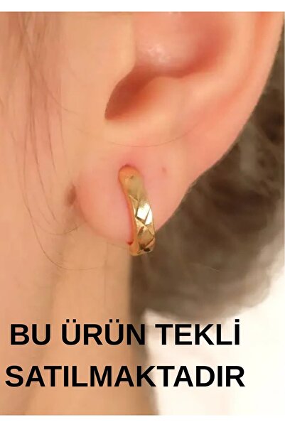 YCL JEWELLERY (TEKLİ) 8 Ayar Altın Çapraz Kalemli Halka Küpe