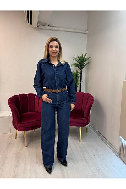 LACARINO Koyu Mavi Denim Tulum