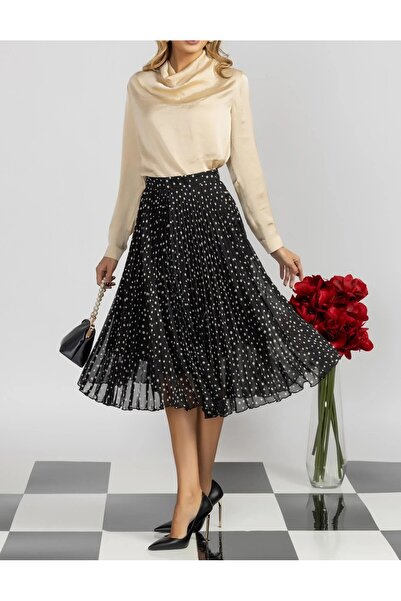 AVARO Fashion AVARO pleated printed voile midi cloche skirt