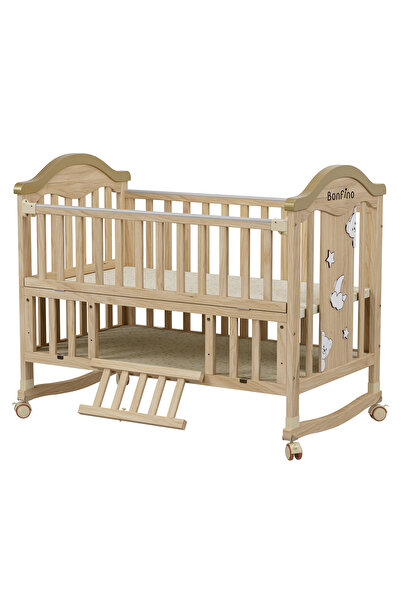 Bonfino Convertible Wooden Baby Crib with Rocking Function, Adjustable & Conv...