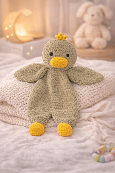 DeNors El Yapımı Amigurumi Ördek Uyku Arkadaşı – Peluş Bebek Lovey Oyuncak (P...