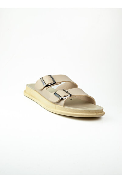 BABALİ Polen 1006 Beige Buckle Men's Slippers