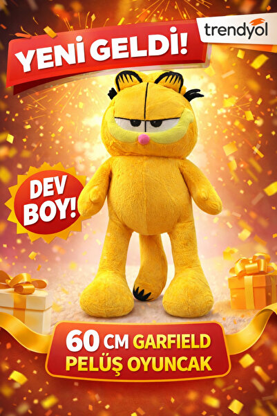 OEM Garfield Peluş Oyuncak 60 cm Büyük Boy Uzun Bacaklı Yumuşak Peluş Kedi