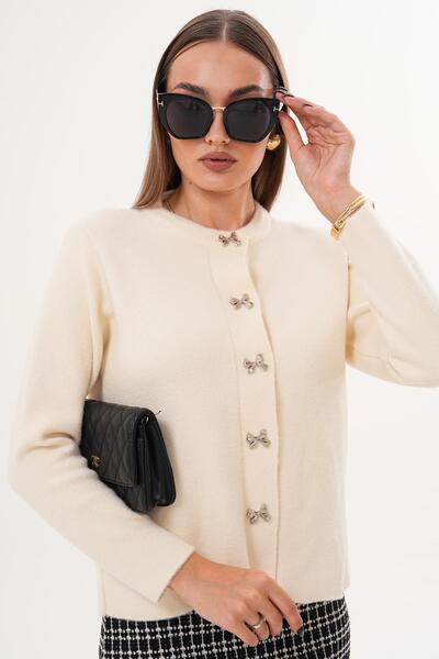 mahira collection Stylish Knitwear Cardigan with Bow Buttons