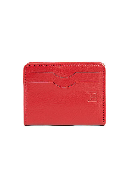 BAYDERİ Coewl Leather Magnetic Card Holder Red