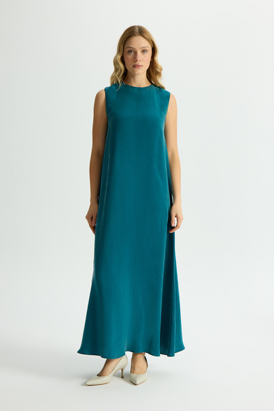 MISS DALIDA Düz Renk Kolsuz Cupro Elbise North Sea
