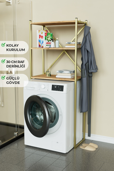 Hediyeler Kapında Çamaşır Makinesi Üstü Düzenleyici 3 Raflı Banyo Organizer