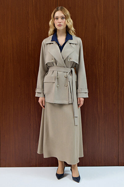 MISS DALIDA Kargo Cepli Denim Ceket Stone