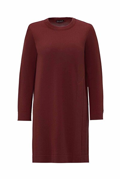 MISS DALIDA T26K-6008 Yırtmaç Detaylı Triko Tunik ABUSO-MAROON