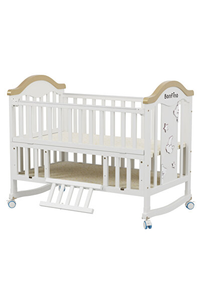 Bonfino Convertible Wooden Baby Crib with Rocking Function, Adjustable & Conv...