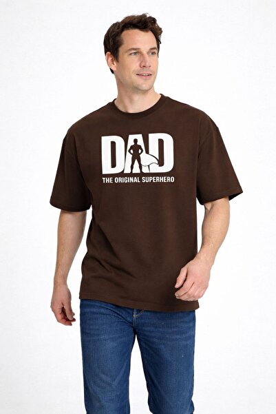 Le Touche Men's Oversize Wide Cut 100% Cotton Soft Textured Dad Printed Crew ...