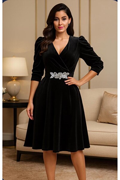 Divin store Elegant black Velvet dress