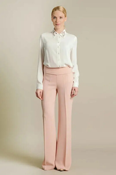 Ekol Pantaloni de damă din țesătură crepon, pudră3731030