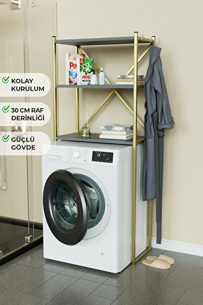 Hediyeler Kapında Çamaşır Makinesi Üstü Düzenleyici 3 Raflı Banyo Organizer