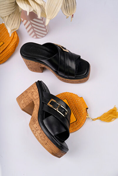 NOSEY SHOES Tilda Model Genuine Leather Cross-Band Buckle Detail Platform Thi...