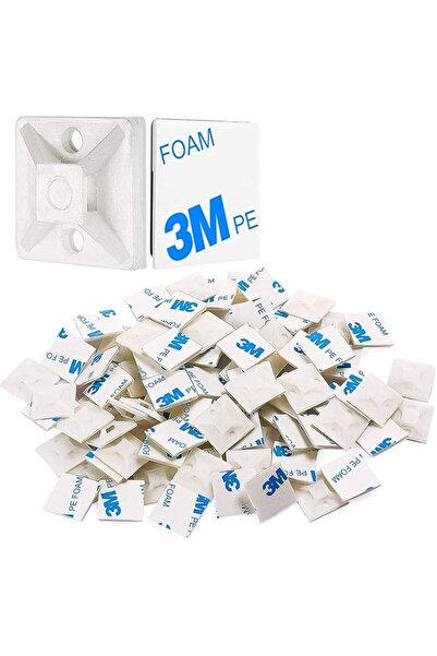 The Bros 100 قطعة من أربطة الكابلات ذاتية اللصق البيضاء مقاس 3/4 بوصة، مشابك ...