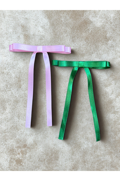 NYUZA مشبك أوتوماتيكي رفيع من الساتان، عبوة من قطعتين