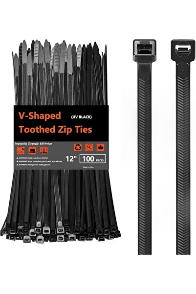 The Bros أربطة كابلات شديدة التحمل بطول 12 بوصة، ذات أسنان على شكل حرف V، مزد...