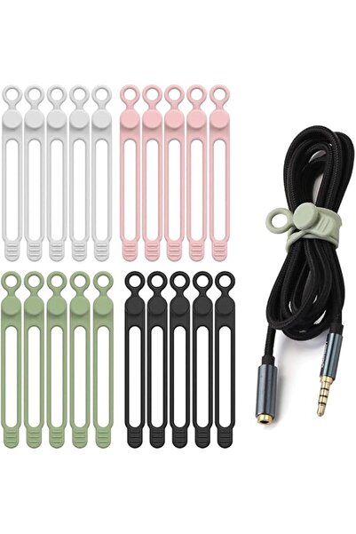 The Bros 20PCS Silicone Cable Ties, Reusable Cord Organizer Ties, Elastic Cab...