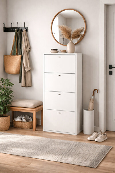 N.zone Modern shoe cabinet with an elegant wooden front – slim, space-saving ...