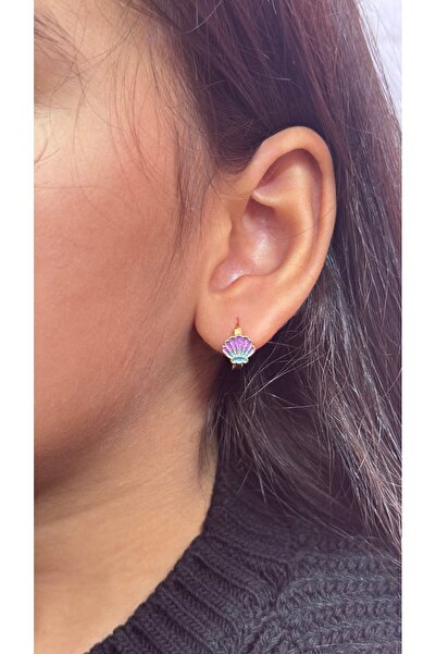 iky aksesuar Çocuk Çelik Deniz Kabuğu Küpe