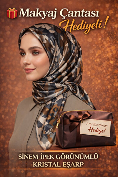 Levidor 90X90 Silk-Look Grey - Brown Crystal Scarf – Non-Slip Twill Stylish D...