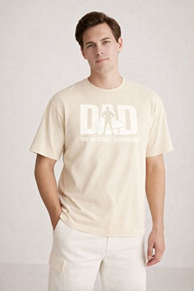 Le Touche Men's Oversize Wide Cut 100% Cotton Soft Textured Dad Printed Crew ...