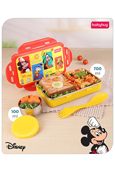 Babyhug Disney علبة غداء ثلاثية الأبعاد من الفولاذ المقاوم للصدأ بتصميم ميكي ...